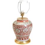A CHINESE TRANSITIONAL STYLE BALUSTER JAR, QING DYNASTY, 19TH CENTURY, coverted to a table lamp, the