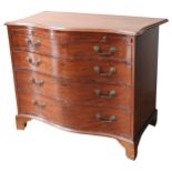 A GEORGE III BACHELOR'S MAHOGANY CHEST OF DRAWERS, CIRCA 1820, elegant serpentine form, the shaped