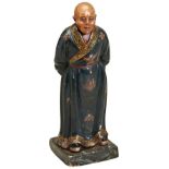 A CHINESE PAINTED PLASTER NODDING FIGURE , EARLY 19TH CENTURY, modelled a a standing figure in a