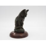 AFTER ANTOINE-LOUIS BAYRE (1795-1875) 'CHAT ASSIS' BRONZE STUDY OF SEATED CAT, 20TH CENTURY, on a