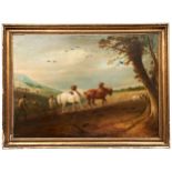 J FERNELEY (1782-1860) PLOUGHING   oil on canvas Signed lower right hand corner and dated 1854