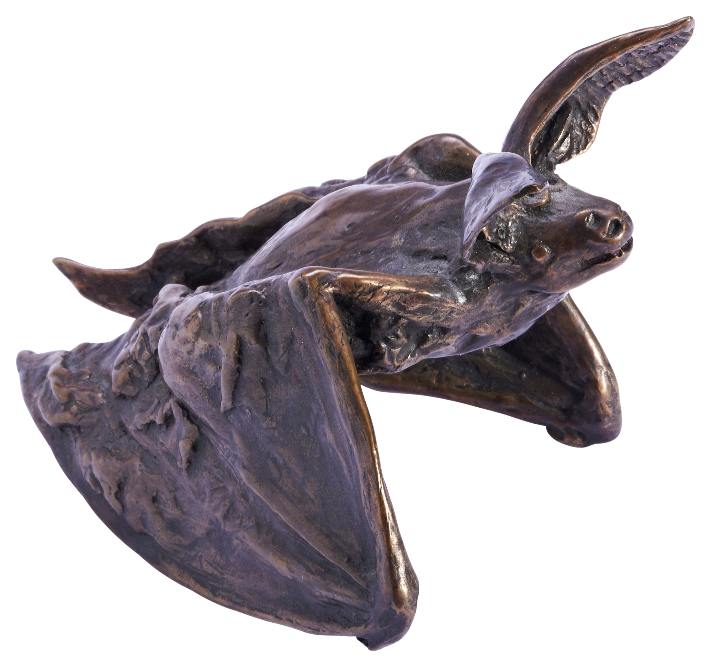 ANN RICKETTS, A BRONZE BAT SCULPTURE, signed, 12 cms long PROVENANCE: The Dr. Christopher Morris