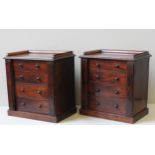 A PAIR OF MAHOGANY TABLE TOP CHESTS, MID 19TH CENTURY, three quartered galleried tops with moulded