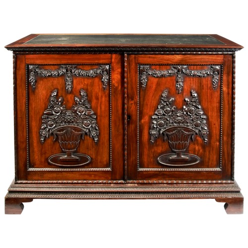 ANGLO-CHINESE CARVED HUANGHUALI LIBRARY CABINET QING DYNASTY, CIRCA 1800