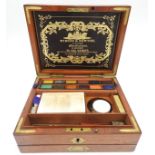 A 19TH CENTURY WINDSOR AND NEWTON MAHOGANY ARTIST'S BOX , CIRCA 1870, the hinged lid inset with