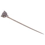 A LATE VICTORIAN DIAMOND FOX HEAD PIN, CIRCA 1890 the head set throughout with old-cut diamonds, red