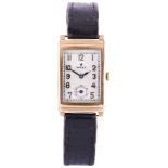 ROLEX REF 1936, CASE NUMBERED 35894; A 9 CARAT GOLD RECTANGULAR WRISTWATCH, signed silvered dial
