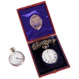 A SILVER KEYLESS LEVER WATCH, the dial and curvette signed John Bennett, London 1883, 49mm, with