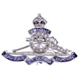 A DIAMOND AND ENAMEL REGIMENTAL BROOCH, FOR THE ROYAL REGIMENT OF ARTILLERY   set throughout with