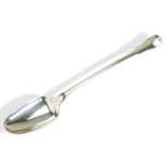 A LARGE RAGOUT SPOON, PARIS C.1764. A long serving spoon with reeded stem and finial.  41 cm. 300 g.