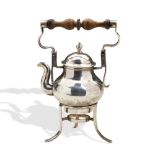 A MINIATURE TEA KETTLE ON STAND, DAVID CLAYTON LONDON C.1720. A toy version of an early 18th century