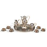 AN EXTRAORDINARY MINIATURE COFFEE & TEA SERVICE ON TRAY, PARIS C.1810. A well made Empire style