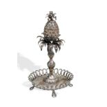 PORTUGUESE SILVER TOOTHPICK HOLDER. The pick holder formed as a pineapple. Made in Lisbon C.1890.