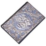 A POCKET ADDRESS BOOK WITH A VICTORIAN STYLE SILVER CHERUB COVER, LONDON 1989, the sole entry for '
