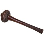 A GOOD 19TH CENTURY FIJIAN IL ULA TAVATAVA THROWING CLUB, the petal-carved head with domed central