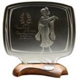 A PYE COLOUR TELEVISION AWARD 1977, the cut glass ‘trophy’ in the form of a television screen