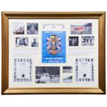 A LIMITED EDITION FRAMED MONTAGE OF 1966 FACSIMILE WORLD CUP PHOTOGRAPHS AND PROGRAMME. 49 x 63