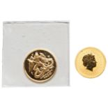 A 20TH OZ 2002 AUSTRALIAN GOLD NUGGET COIN AND A 1997 ISLE OF MAN 20TH GOLD ANGEL. PROVENANCE: The