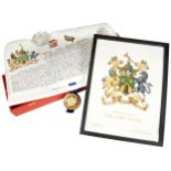 THE ORIGINAL PARCHMENT PROCLAMATION FROM 1976 GRANTING THE COAT OF ARMS FOR BARON UPON SIR LEW GRADE