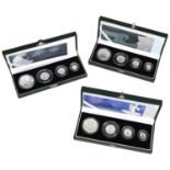 A 2001 UK BRITANNIA SILVER PROOF COLLECTION AND TWO OTHERS FOR 2003 AND 2007