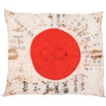 A JAPANESE WORLD WAR II ‘GOOD LUCK’ FLAG, VARIOUSLY ANNOTATED WITH SLOGANS AND INSCRIPTIONS. Many