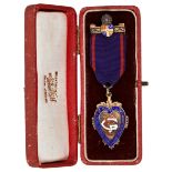 A INDEPENDENT ORDER OF ODD FELLOWS SILVER GILT AND ENAMEL MEDALLION FROM THE LOYAL TRAFALGAR