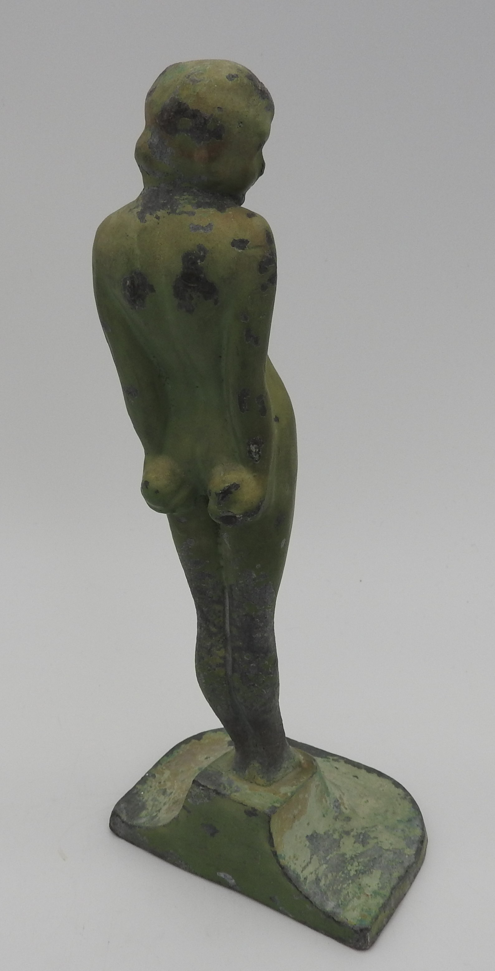 AN ART NOUVEAU PAINTED LEAD FIGURE OF A NUDE, circa 1920, in the manner of Frankart Inc 25cm high - Image 2 of 3
