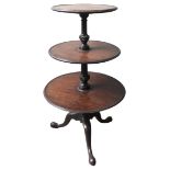 A REGENCY MAHOGANY DUMB WAITER, CIRCA 1820, three graduated circular shelves on a tapering ring