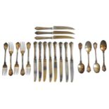 A PART SET OF FRENCH CHRISTOFLE SILVER PLATED CUTLERY, consisting of eight knives, five forks and