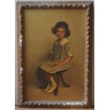 RALPH PEACOCK (1868-1946) OIL PAINTING ON CANVAS OF SEATED GIRL, signed in bottom right corner 117 x