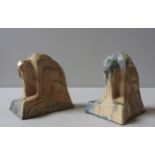 A PAIR OF ART DECO BOOK ENDS, CIRCA 1920, possibly Ruskin trial pieces