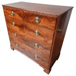 A FLAME MAHOGANY CHEST OF DRAWERS, 19TH CENTURY rectangular top above two short drawers, over