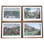 A GROUP OF FOUR ITALIAN HAND COLOURED ENGRAVINGS, 18TH CENTURY, in matching contemporary glazed