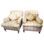 A PAIR OF CONTEMPORARY ARMCHAIRS BY GEORGE SMITH, in the manner of Howard & Son, covered in an