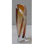 A 'SARABAND' VASE BY GORAN WARFF FOR KOSTA BODA, LATE 20TH CENTURY, clear and amber glass, signed