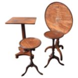 TWO 19TH CENTURY MAHOGANY WINE TABLES, TILT-TOP TABLE AND OCCASIONAL TABLE, both wine tables with