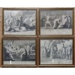 A SET OF FOUR 19TH CENTURY ITALIAN ENGRAVINGS, all inscribed with Latin text, two titled 'Morte Di