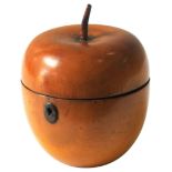 A GEORGE III APPLE FORM FRUITWOOD TEA CADDY 15 cm high, 11.5 cm diam