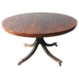 A ROSEWOOD CIRCULAR TOP LOO TABLE, 19TH CENTURY, WITH LATER BASE