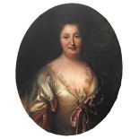 AN 18TH CENTURY PORTRAIT OIL PAINTING ON CANVAS, CONTINENTAL SCHOOL signed indistinctly