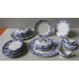A GROUP OF STAFFORDSHIRE BLUE & WHITE DINNER WARES. A Lot