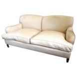 A CONTEMPORARY THREE SEAT SETTEE BY GEORGE SMITH, in the manner of Howard & Son, covered in a