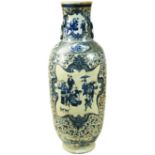 A LARGE BLUE AND WHITE FLOOR VASE QING DYNASTY, 19TH CENTURY the baluster sides painted in tones
