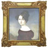 AUGUSTE GRAHL (1791-1868) MINIATURE PORTRAIT PAINTING OF VIENNESE LADY, CIRCA 1840 wearing an