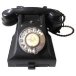 A VINTAGE G.P.O 312 BAKELITE TELEPHONE, CIRCA 1952, converted for use, with alphanumeric rotary dial