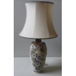 A LARGE SATSUMA VASE decorated with flowers, early 20th century, now converted to a lamp. 55 cms