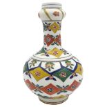 A 19TH CENTURY TURKISH BOTTLE VASE, in the Iznik style, elongated bulbous neck with compressed