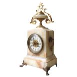 A FRENCH ONYX MANTEL CLOCK, LATE 19TH/EARLY 20TH CENTURY, the rectangular form case surmounted by an