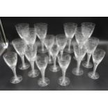 A SUITE OF STEWART SPIRAL TWIST CUT GLASSES, MID 20TH CENTURY, decorated with stylised flowers and