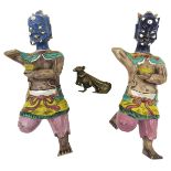 TWO CHINESE DEITY FIGURES, EARLY 20TH CENTURY, modelled as Kui Xing, one of the five gods of